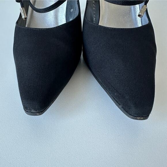 Stuart Weitzman Black Pointed Toe Bow Mary Jane Heels Pumps Size 8 B - Picture 12 of 16